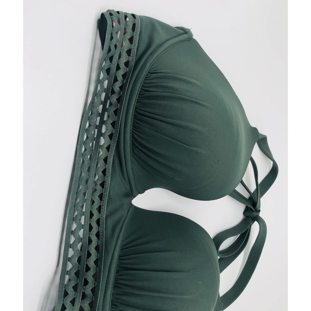 Shade & Shore Bikini Top 38D Green Underwire Padded Bra Beach Cover Up Fit B1 - Picture 3 of 10